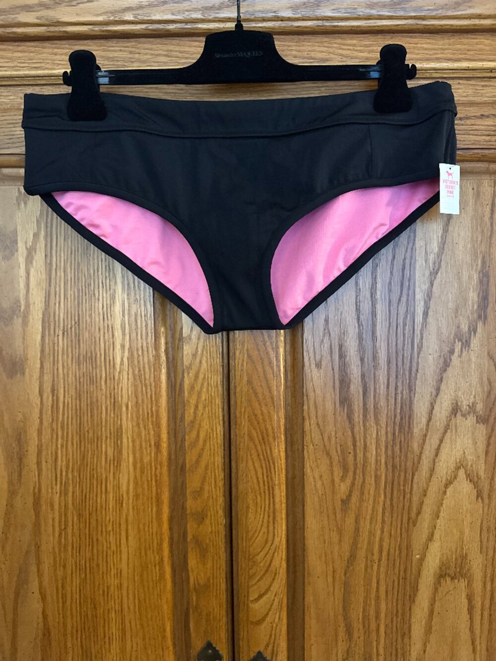 PINK Victoria's Secret Black Bikini Bottoms with Pink Lining